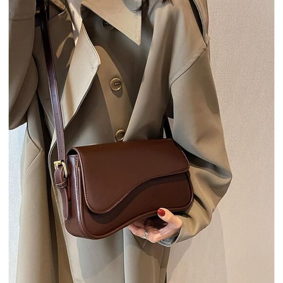 Women Coffee Imported Casual Leather Waterproof Lightweight Hobo Handbag - Picture 4 of 4